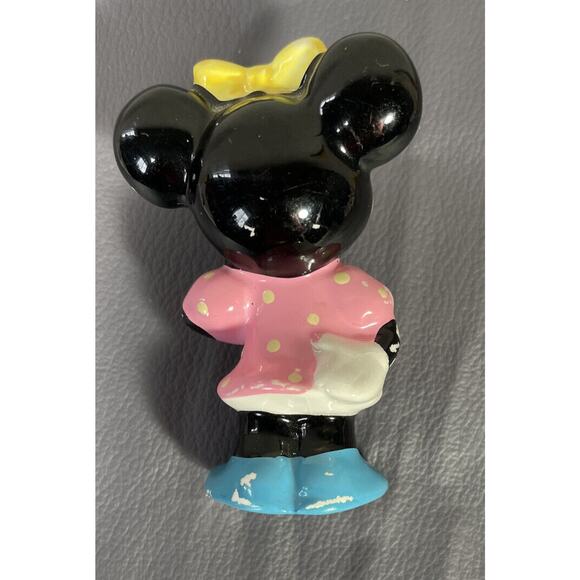 Vintage Disney Ceramic Minnie Mouse Figurine Pink Polka Dot Dress Blue Shoes - Picture 8 of 9